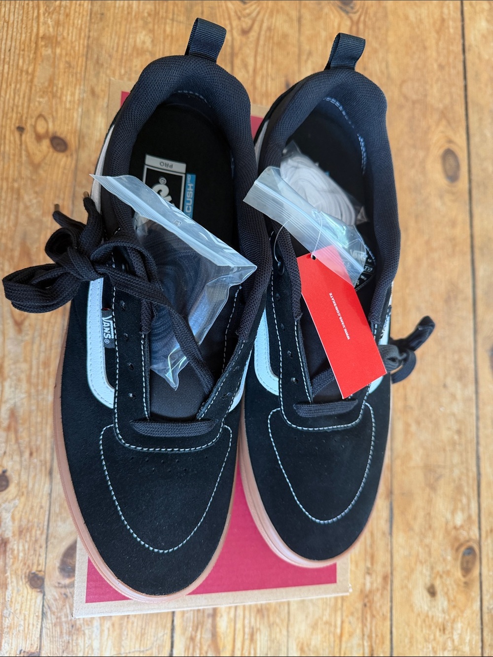 Vans Kyle Walker Black Suede Sneakers with White Side Stripe and Gum Sole-New